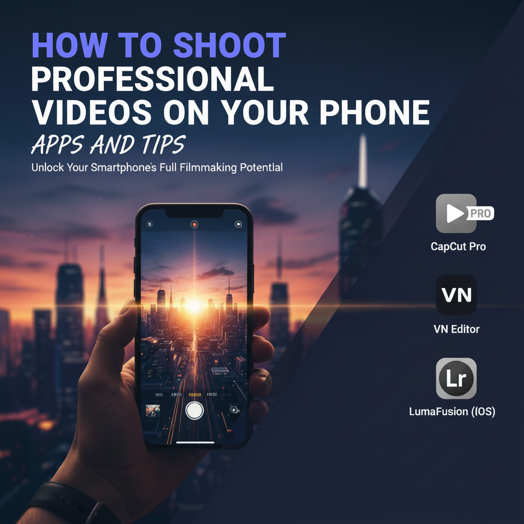 Shooting professional-quality videos on a smartphone using apps like Filmic Pro, CapCut, and Lightroom Mobile
